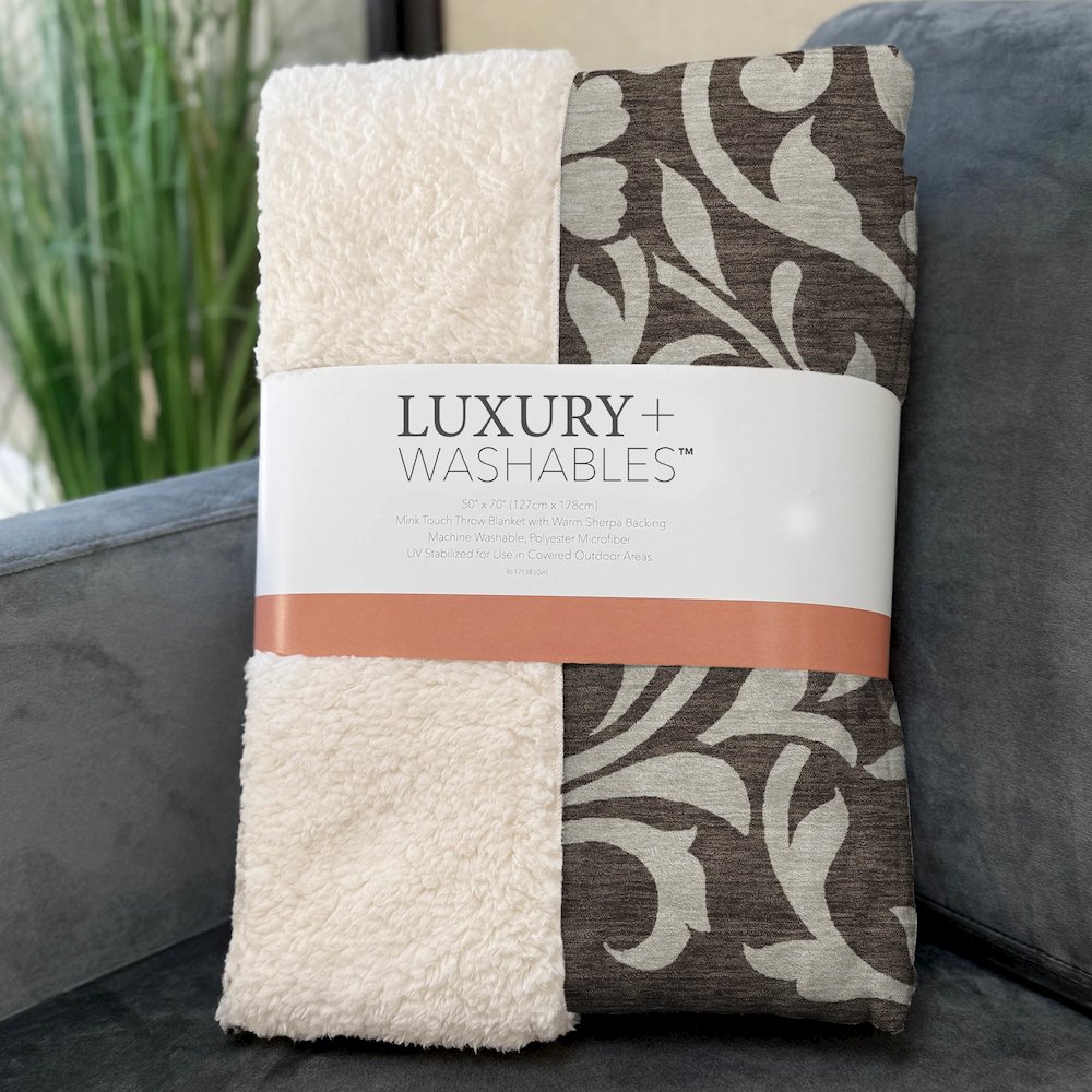 Premium Machine Washable ASB875 Chocolate 50" x 70" Sherpa Throw Blanket. Picture 3