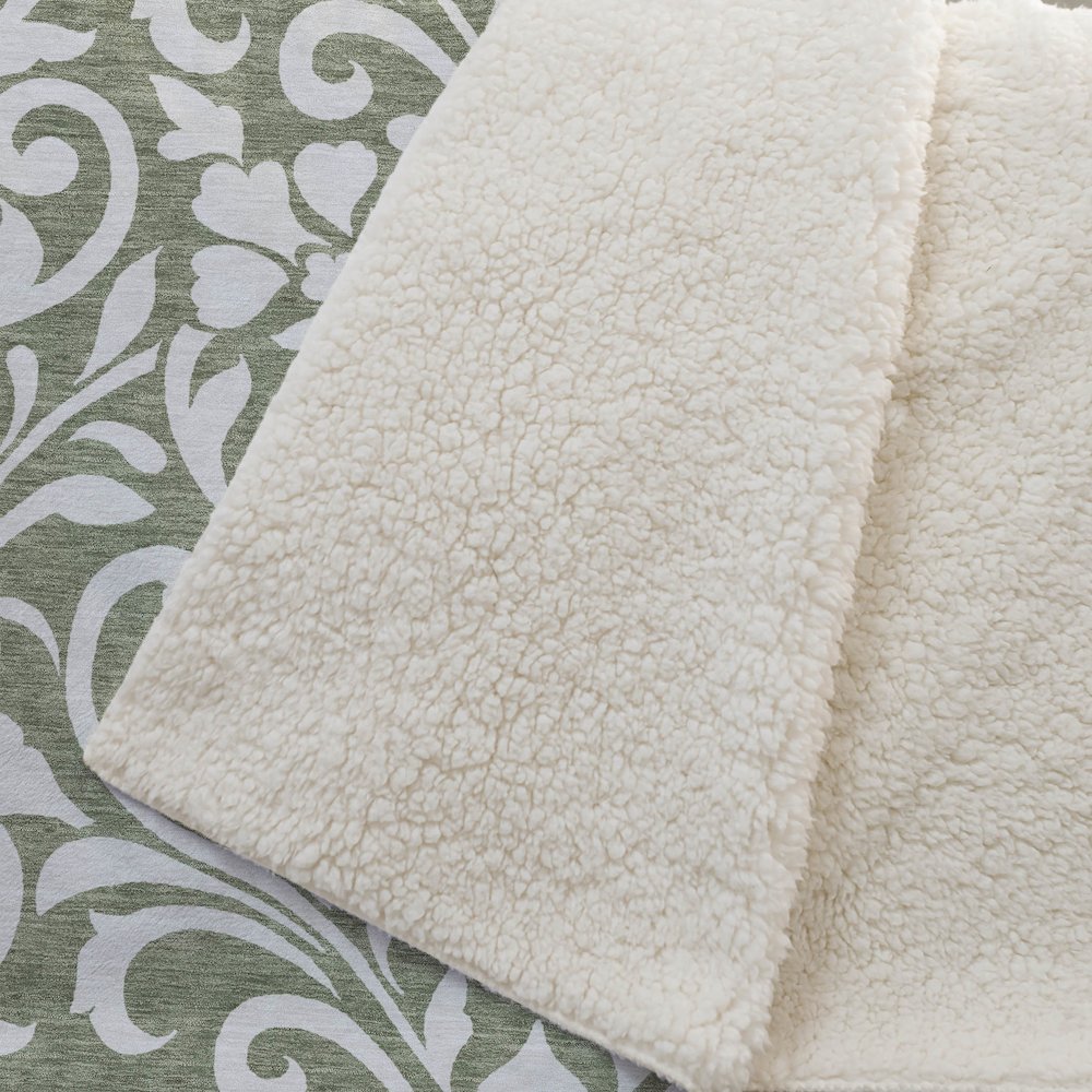Premium Machine Washable ASB875 Fern 50" x 70" Sherpa Throw Blanket. Picture 2