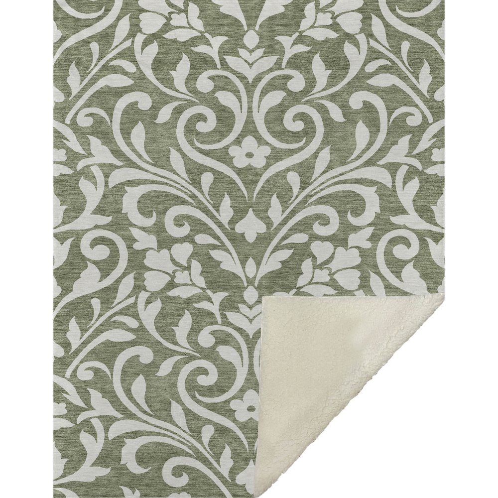 Premium Machine Washable ASB875 Fern 50" x 70" Sherpa Throw Blanket. Picture 1