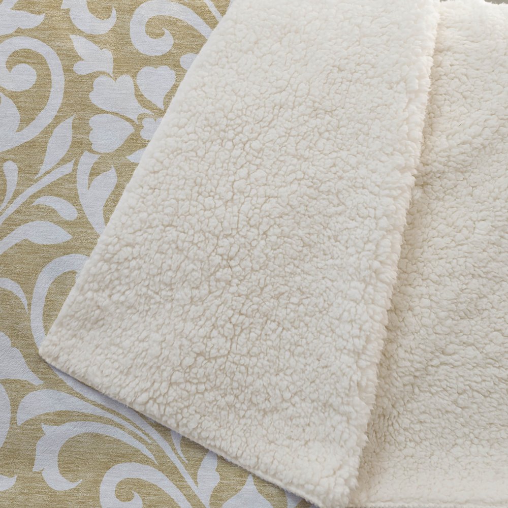 Premium Machine Washable ASB875 Gold 50" x 70" Sherpa Throw Blanket. Picture 2
