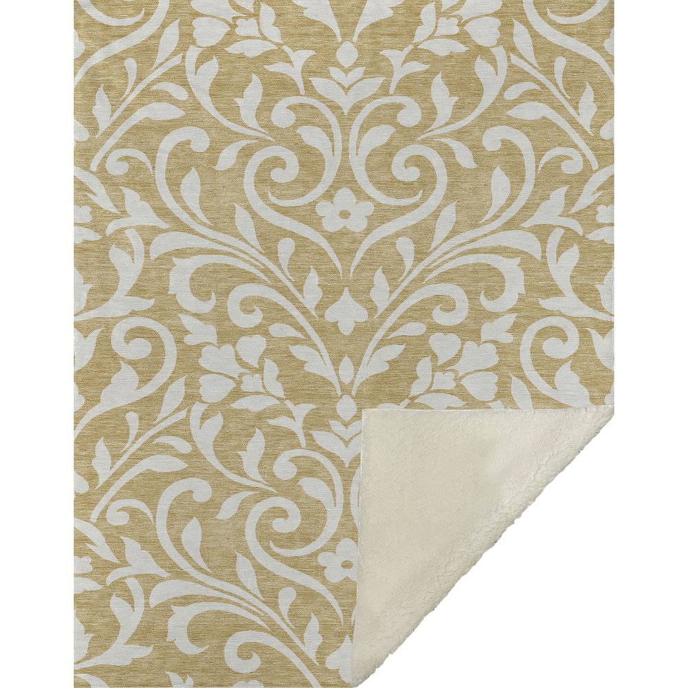 Premium Machine Washable ASB875 Gold 50" x 70" Sherpa Throw Blanket. Picture 1