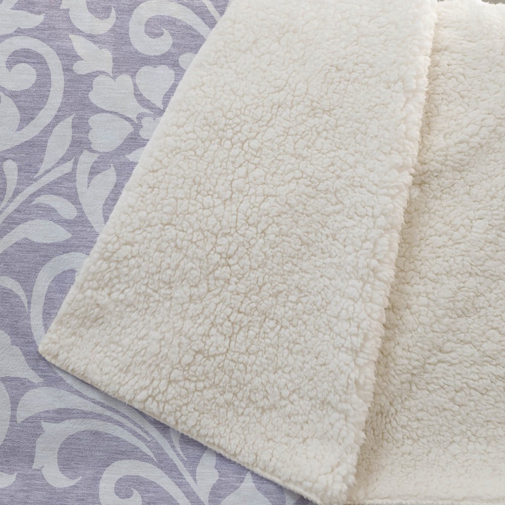 Premium Machine Washable ASB875 Lavender 50" x 70" Sherpa Throw Blanket. Picture 2