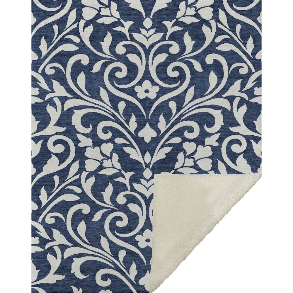 Premium Machine Washable ASB875 Navy 50" x 70" Sherpa Throw Blanket. Picture 1