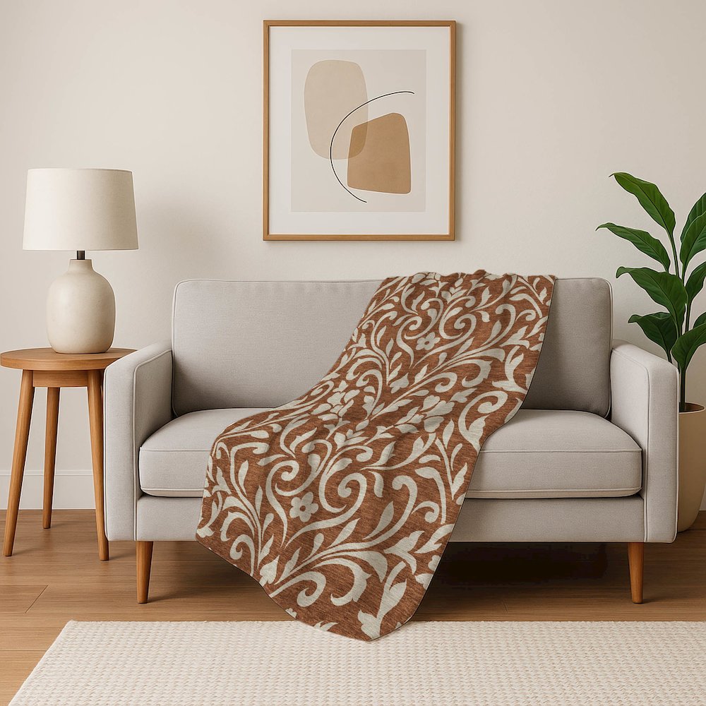 Premium Machine Washable ASB875 Paprika 50" x 70" Sherpa Throw Blanket. Picture 5