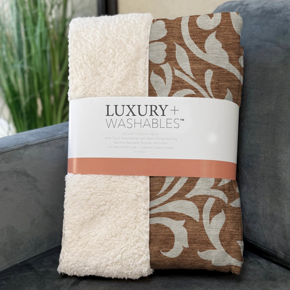 Premium Machine Washable ASB875 Paprika 50" x 70" Sherpa Throw Blanket. Picture 3