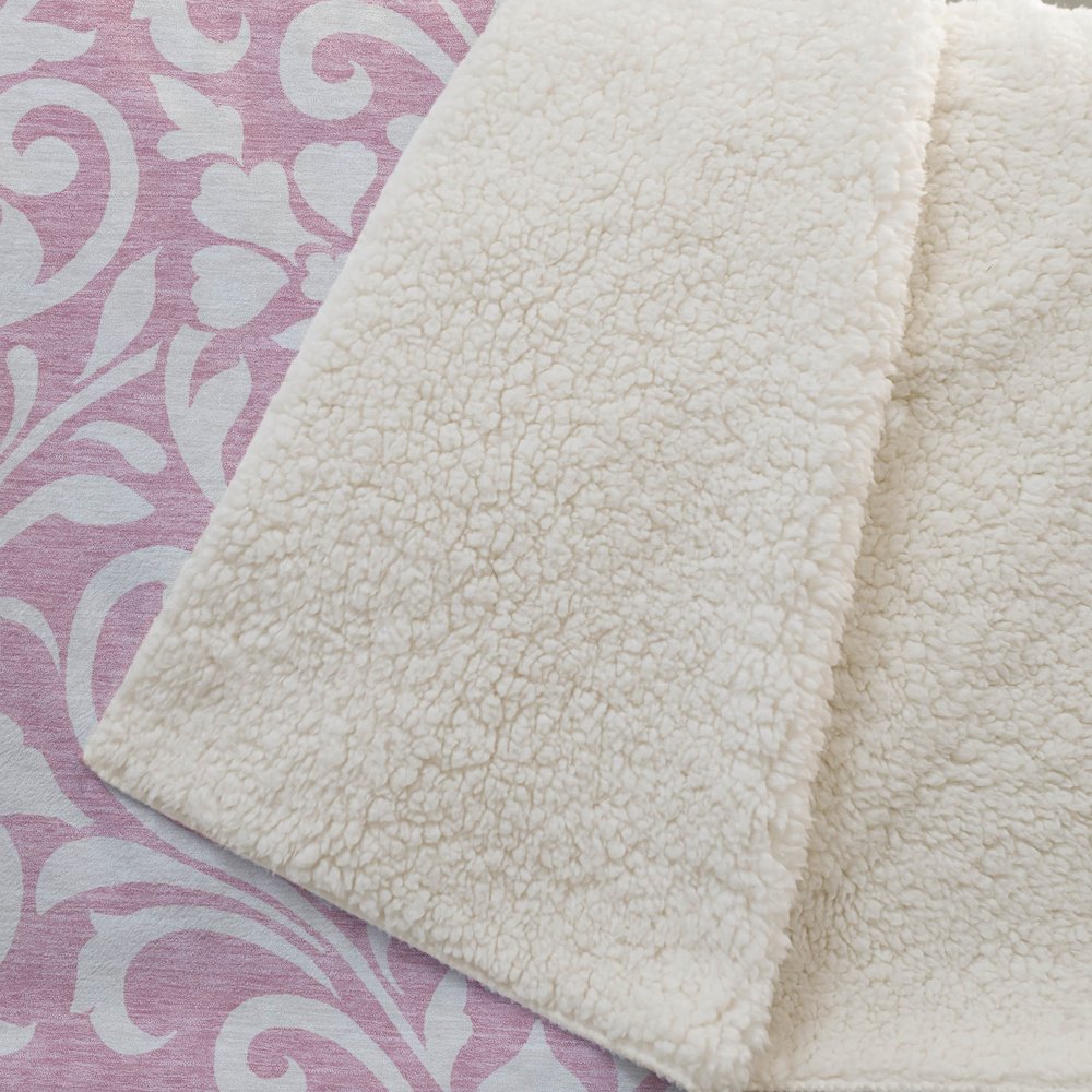Premium Machine Washable ASB875 Pink 50" x 70" Sherpa Throw Blanket. Picture 2