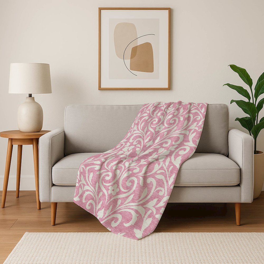 Premium Machine Washable ASB875 Pink 50" x 70" Sherpa Throw Blanket. Picture 5