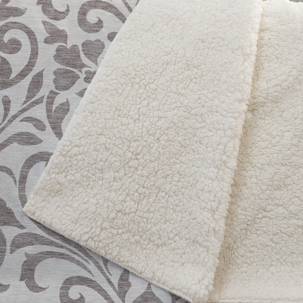 Premium Machine Washable ASB875 Taupe 50" x 70" Sherpa Throw Blanket. Picture 2