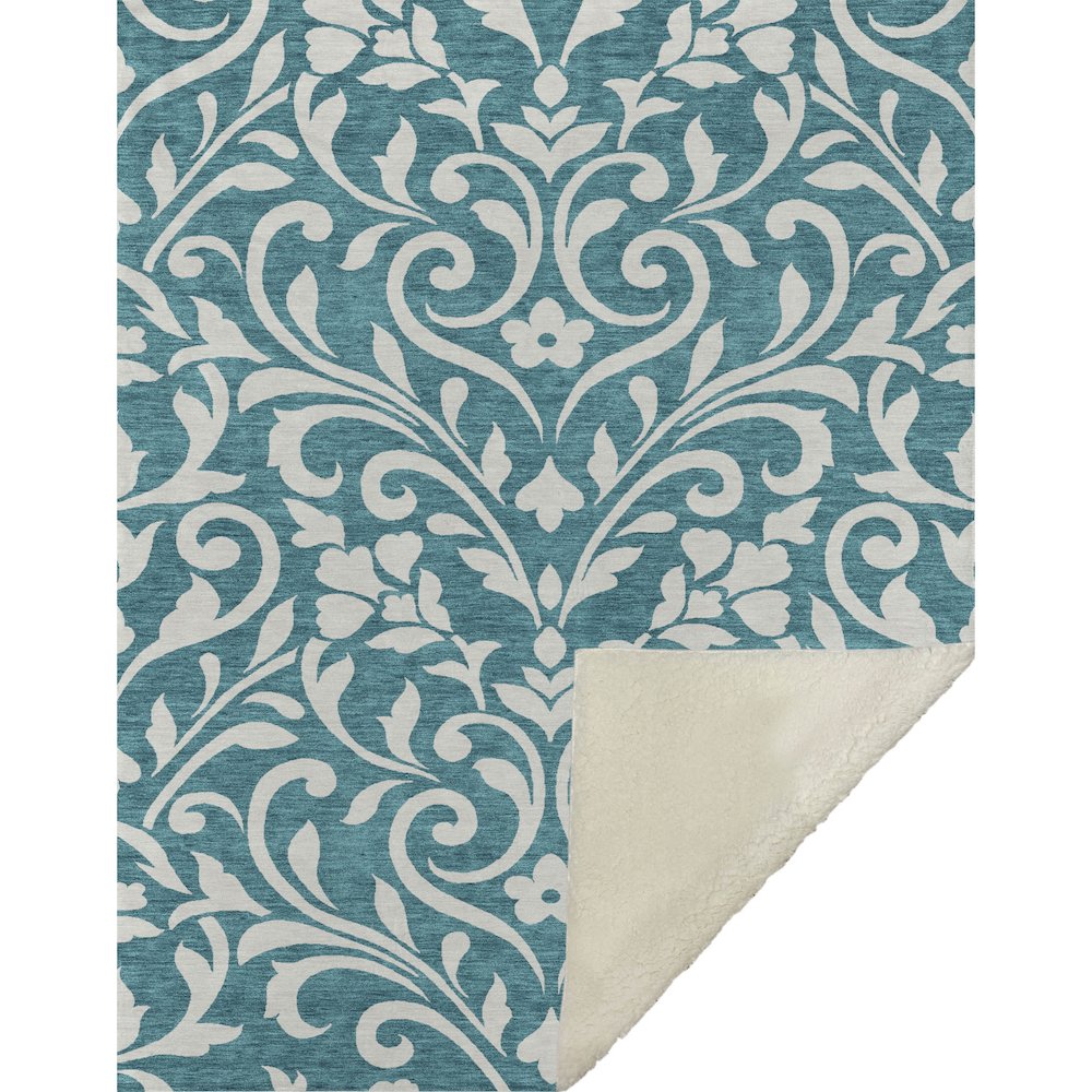 Premium Machine Washable ASB875 Teal 50" x 70" Sherpa Throw Blanket. Picture 1