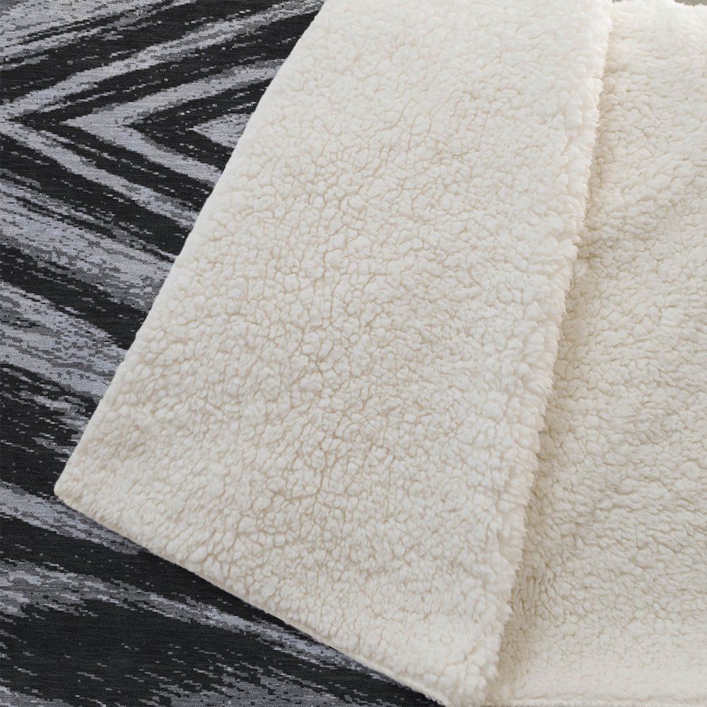 Premium Machine Washable ASB876 Black 50" x 70" Sherpa Throw Blanket. Picture 2