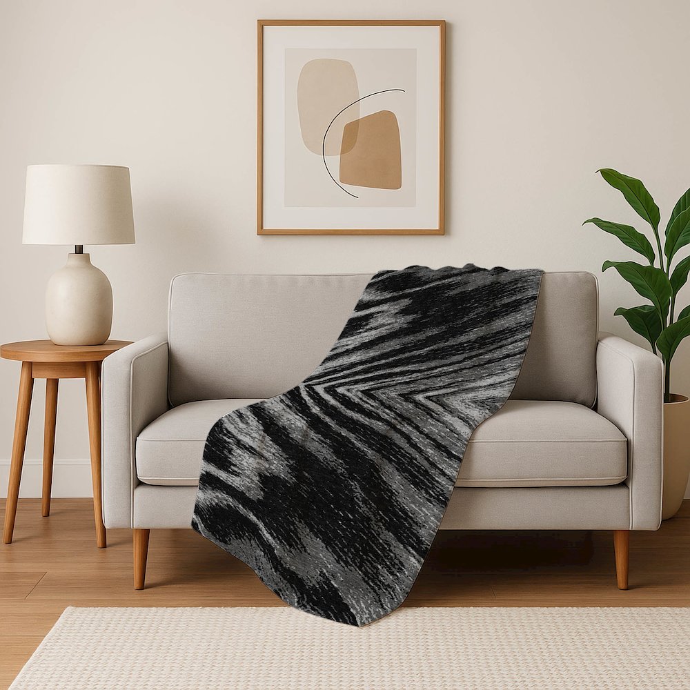 Premium Machine Washable ASB876 Black 50" x 70" Sherpa Throw Blanket. Picture 5