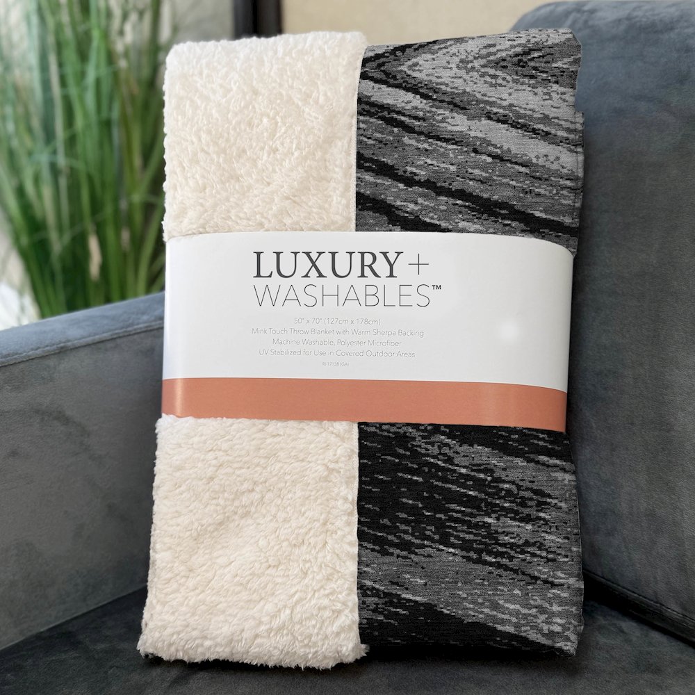 Premium Machine Washable ASB876 Black 50" x 70" Sherpa Throw Blanket. Picture 3
