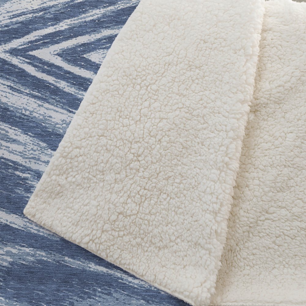 Premium Machine Washable ASB876 Blue 50" x 70" Sherpa Throw Blanket. Picture 2