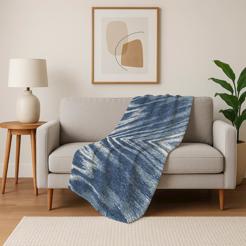 Premium Machine Washable ASB876 Blue 50" x 70" Sherpa Throw Blanket. Picture 5