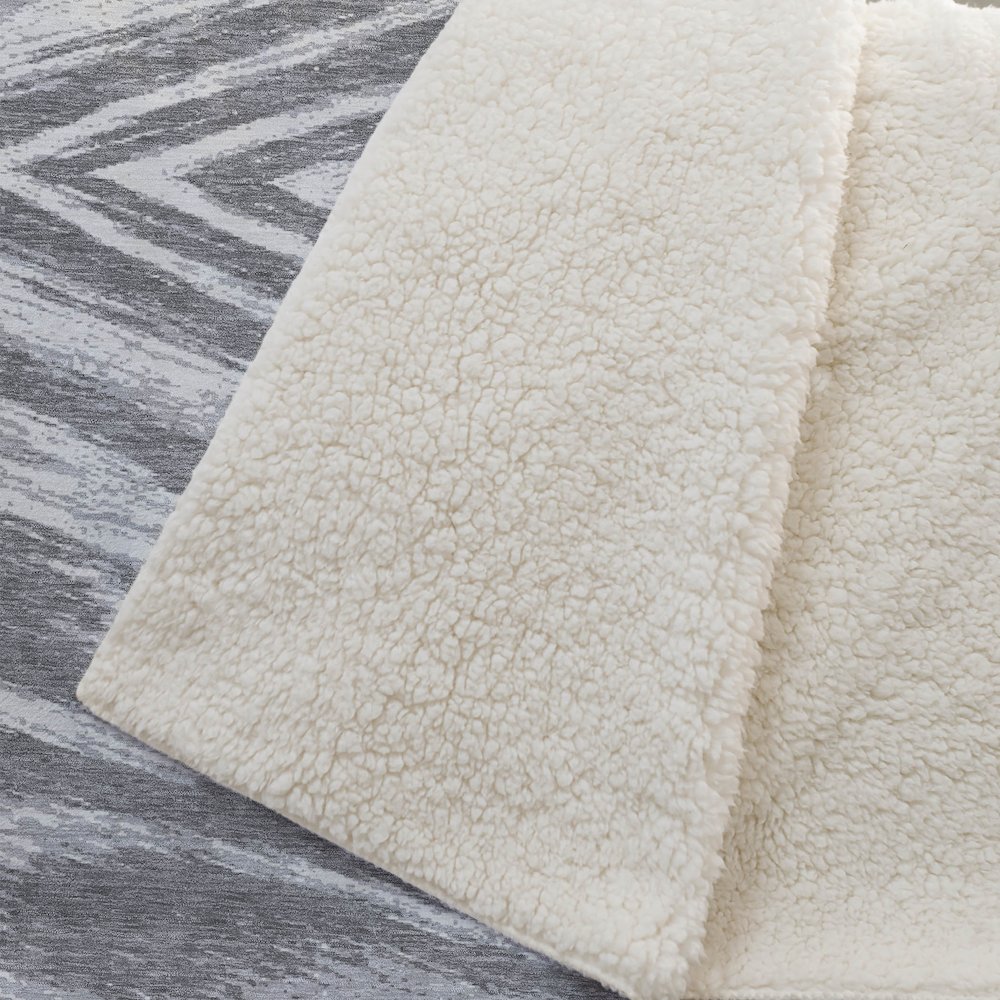 Premium Machine Washable ASB876 Gray 50" x 70" Sherpa Throw Blanket. Picture 2