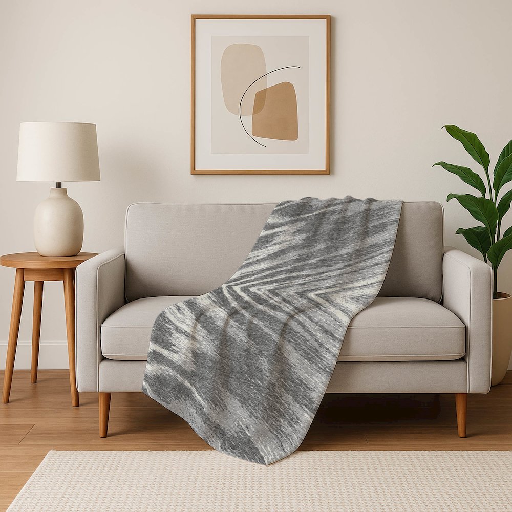 Premium Machine Washable ASB876 Gray 50" x 70" Sherpa Throw Blanket. Picture 5