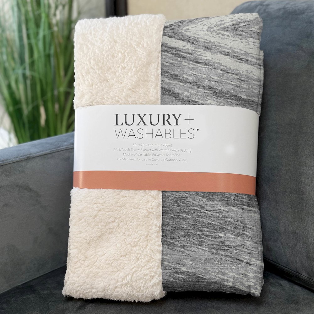 Premium Machine Washable ASB876 Gray 50" x 70" Sherpa Throw Blanket. Picture 3
