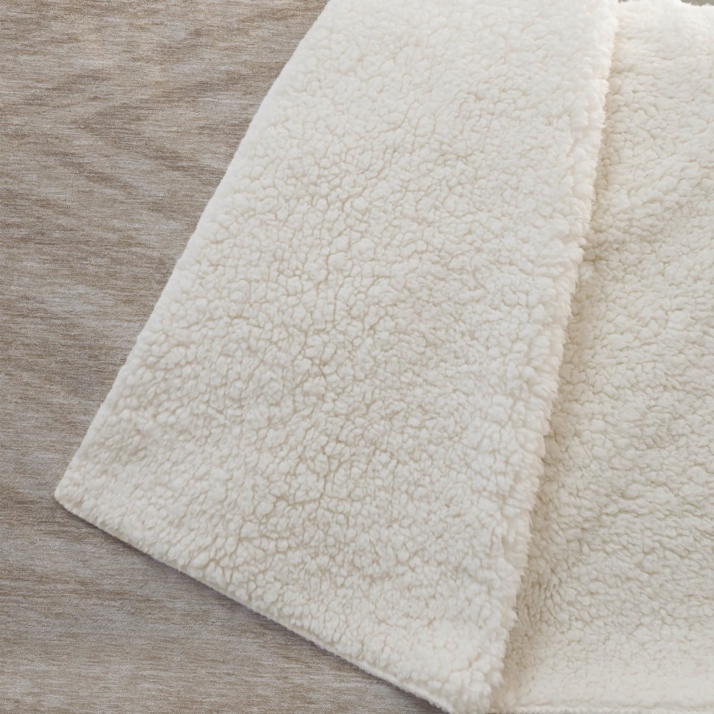 Premium Machine Washable ASB876 Khaki 50" x 70" Sherpa Throw Blanket. Picture 2