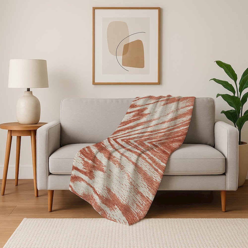 Premium Machine Washable ASB876 Salmon 50" x 70" Sherpa Throw Blanket. Picture 5
