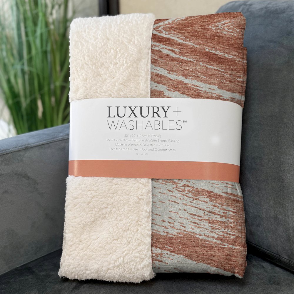 Premium Machine Washable ASB876 Salmon 50" x 70" Sherpa Throw Blanket. Picture 3
