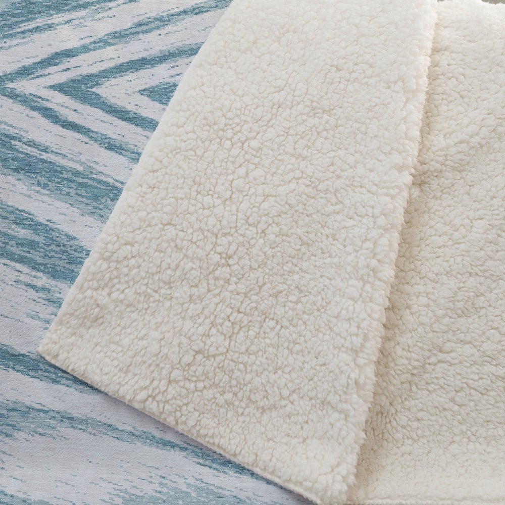 Premium Machine Washable ASB876 Teal 50" x 70" Sherpa Throw Blanket. Picture 2