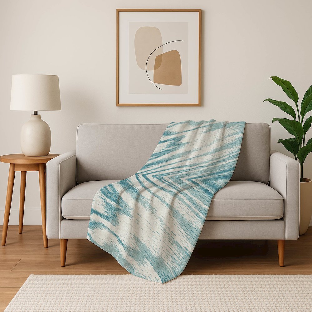 Premium Machine Washable ASB876 Teal 50" x 70" Sherpa Throw Blanket. Picture 5