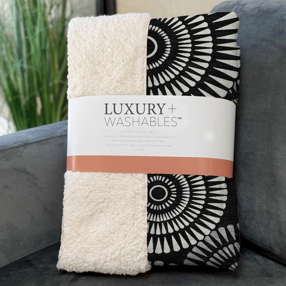 Premium Machine Washable ASB877 Black 50" x 70" Sherpa Throw Blanket. Picture 3