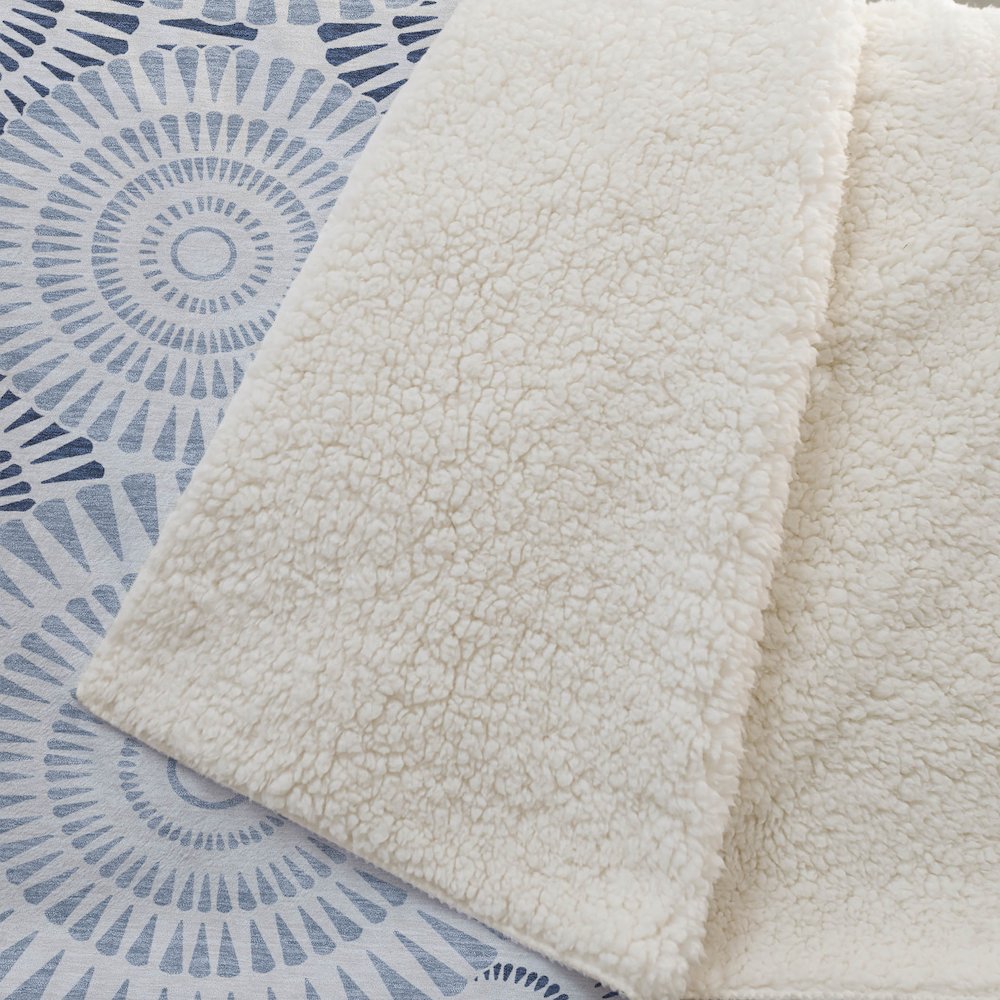 Premium Machine Washable ASB877 Blue 50" x 70" Sherpa Throw Blanket. Picture 2