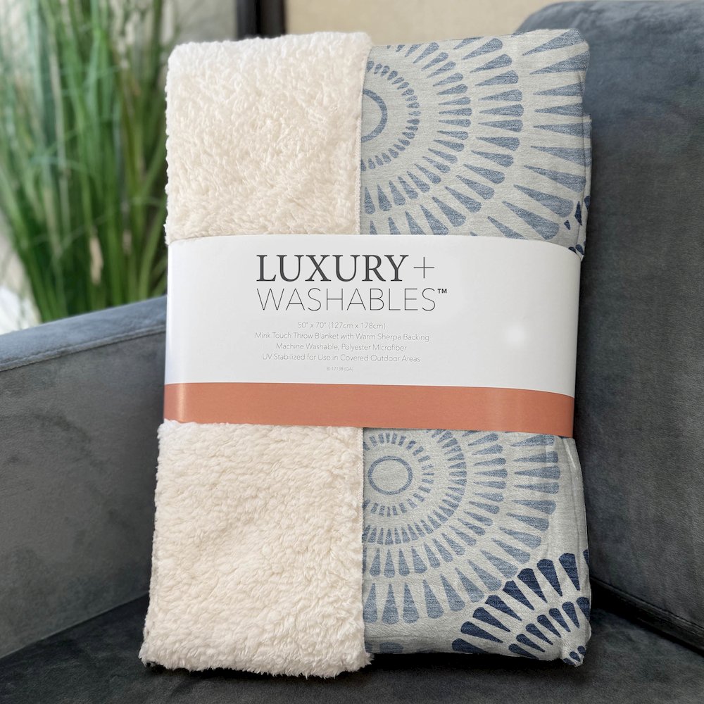 Premium Machine Washable ASB877 Blue 50" x 70" Sherpa Throw Blanket. Picture 3