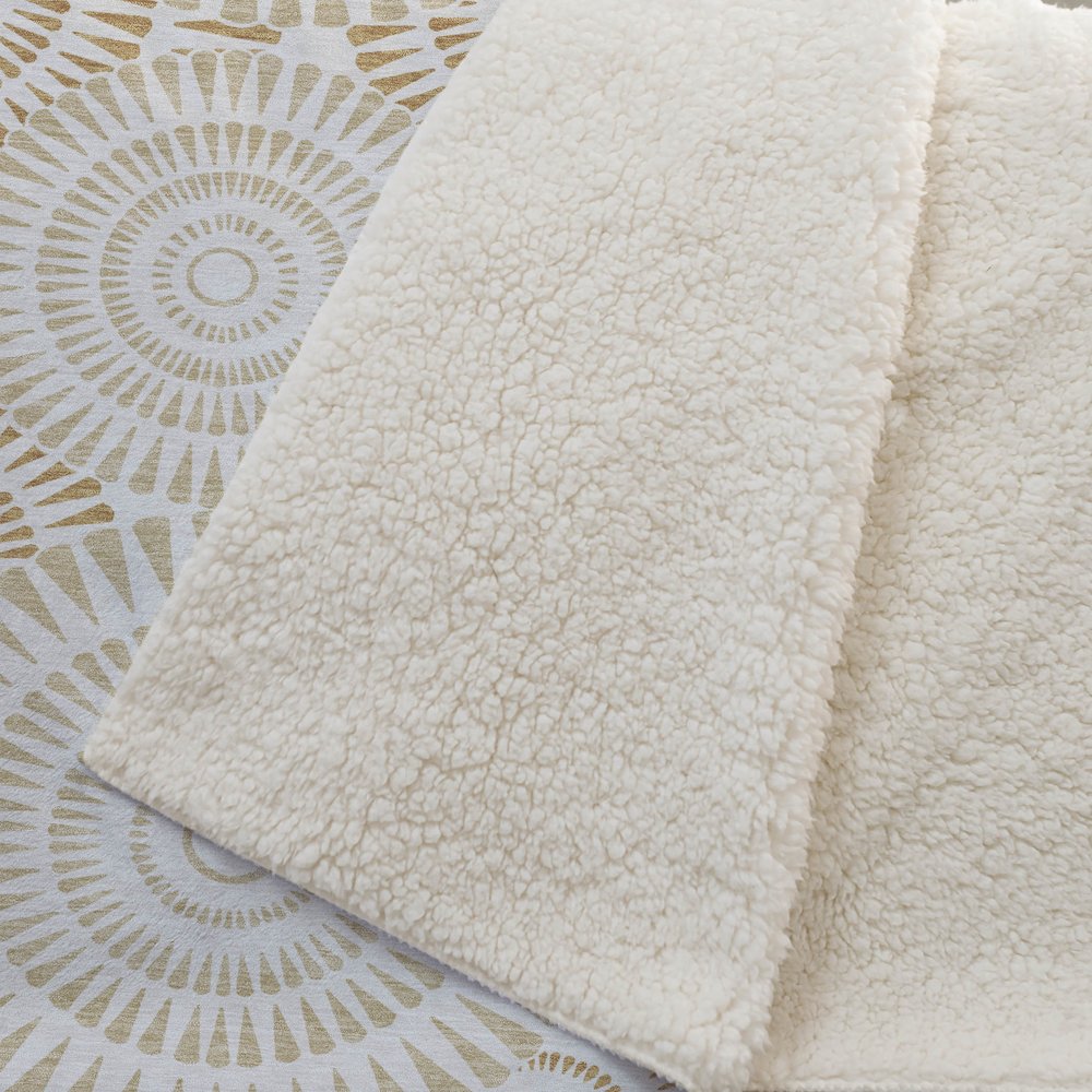 Premium Machine Washable ASB877 Gold 50" x 70" Sherpa Throw Blanket. Picture 2