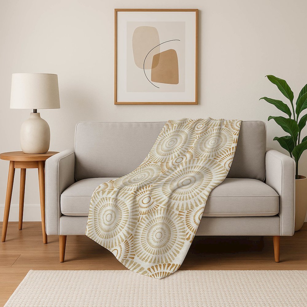 Premium Machine Washable ASB877 Gold 50" x 70" Sherpa Throw Blanket. Picture 5