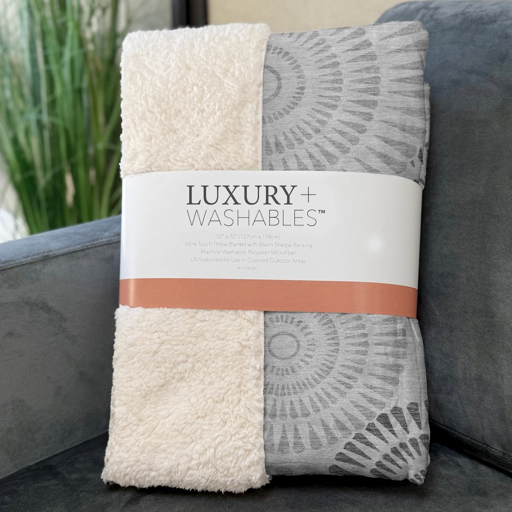 Premium Machine Washable ASB877 Gray 50" x 70" Sherpa Throw Blanket. Picture 3