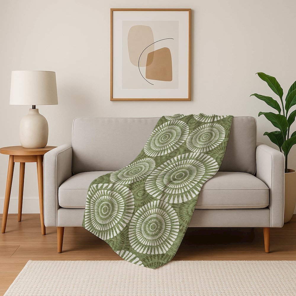 Premium Machine Washable ASB877 Green 50" x 70" Sherpa Throw Blanket. Picture 5