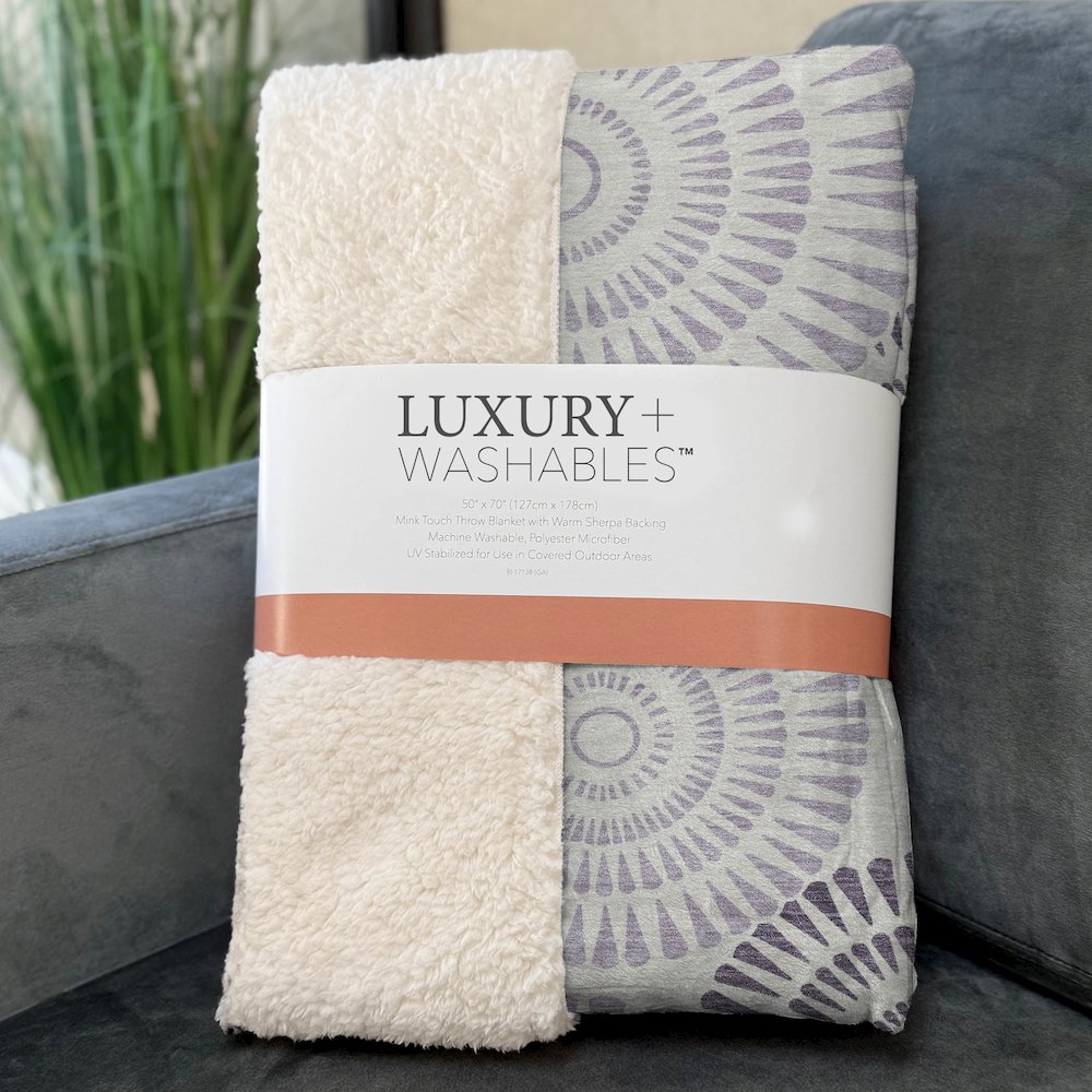 Premium Machine Washable ASB877 Lavender 50" x 70" Sherpa Throw Blanket. Picture 3