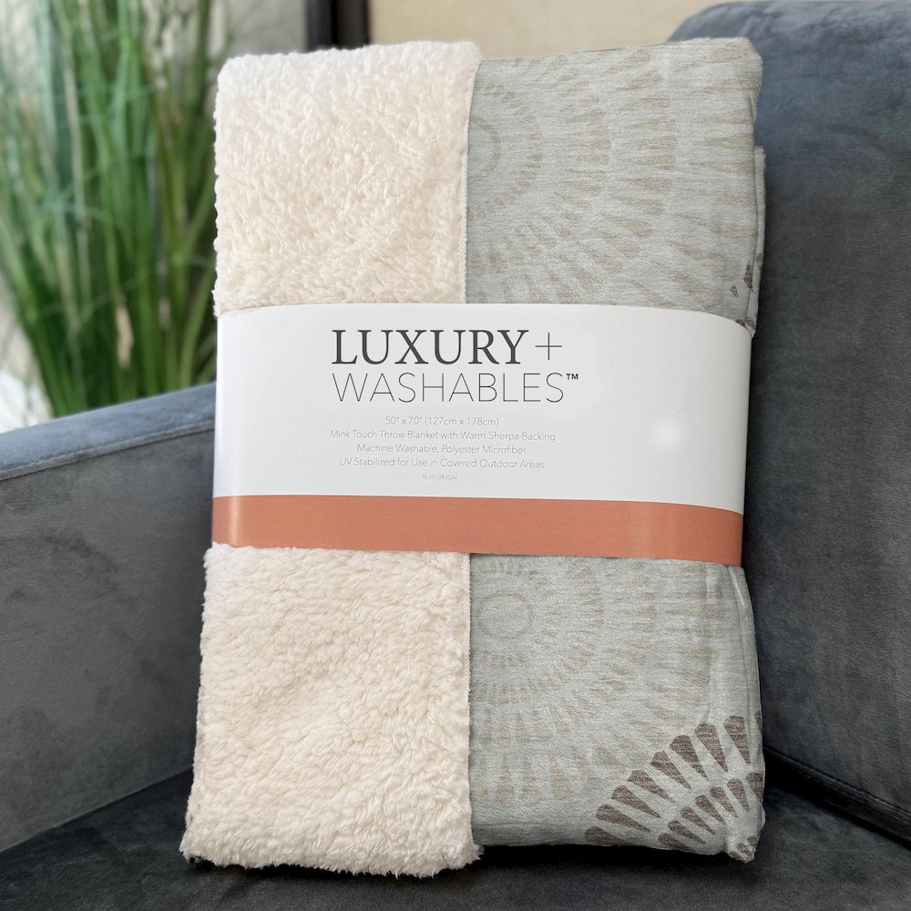 Premium Machine Washable ASB877 Taupe 50" x 70" Sherpa Throw Blanket. Picture 3