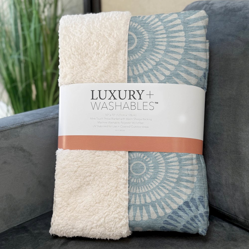 Premium Machine Washable ASB877 Teal 50" x 70" Sherpa Throw Blanket. Picture 3