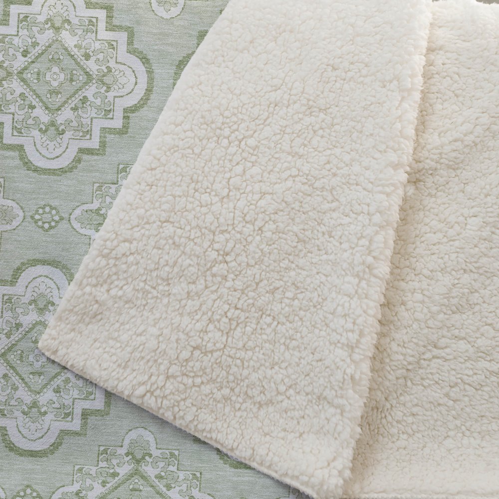 Premium Machine Washable ASB878 Aloe 50" x 70" Sherpa Throw Blanket. Picture 2
