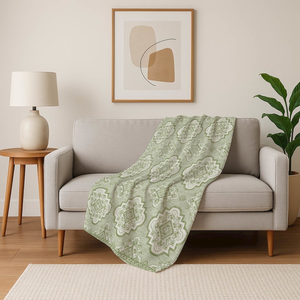 Premium Machine Washable ASB878 Aloe 50" x 70" Sherpa Throw Blanket. Picture 5