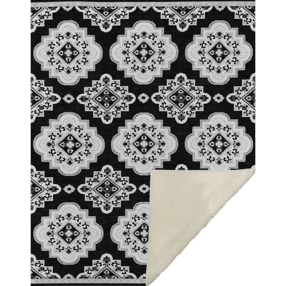 Premium Machine Washable ASB878 Black 50" x 70" Sherpa Throw Blanket. Picture 1