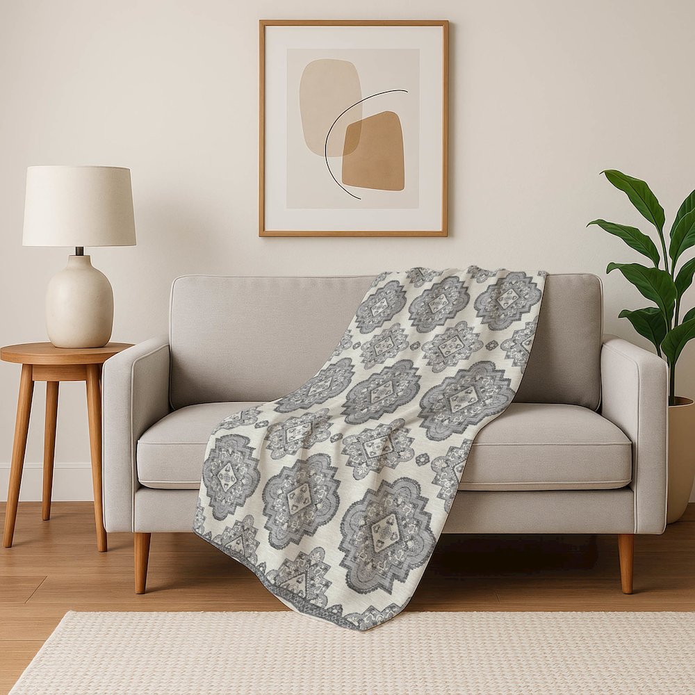 Premium Machine Washable ASB878 Gray 50" x 70" Sherpa Throw Blanket. Picture 5