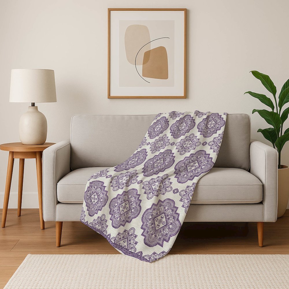 Premium Machine Washable ASB878 Lavender 50" x 70" Sherpa Throw Blanket. Picture 5