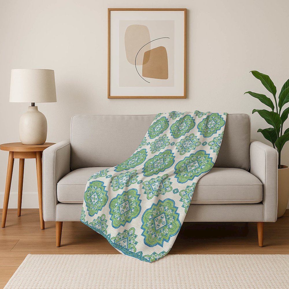 Premium Machine Washable ASB878 Lime 50" x 70" Sherpa Throw Blanket. Picture 5