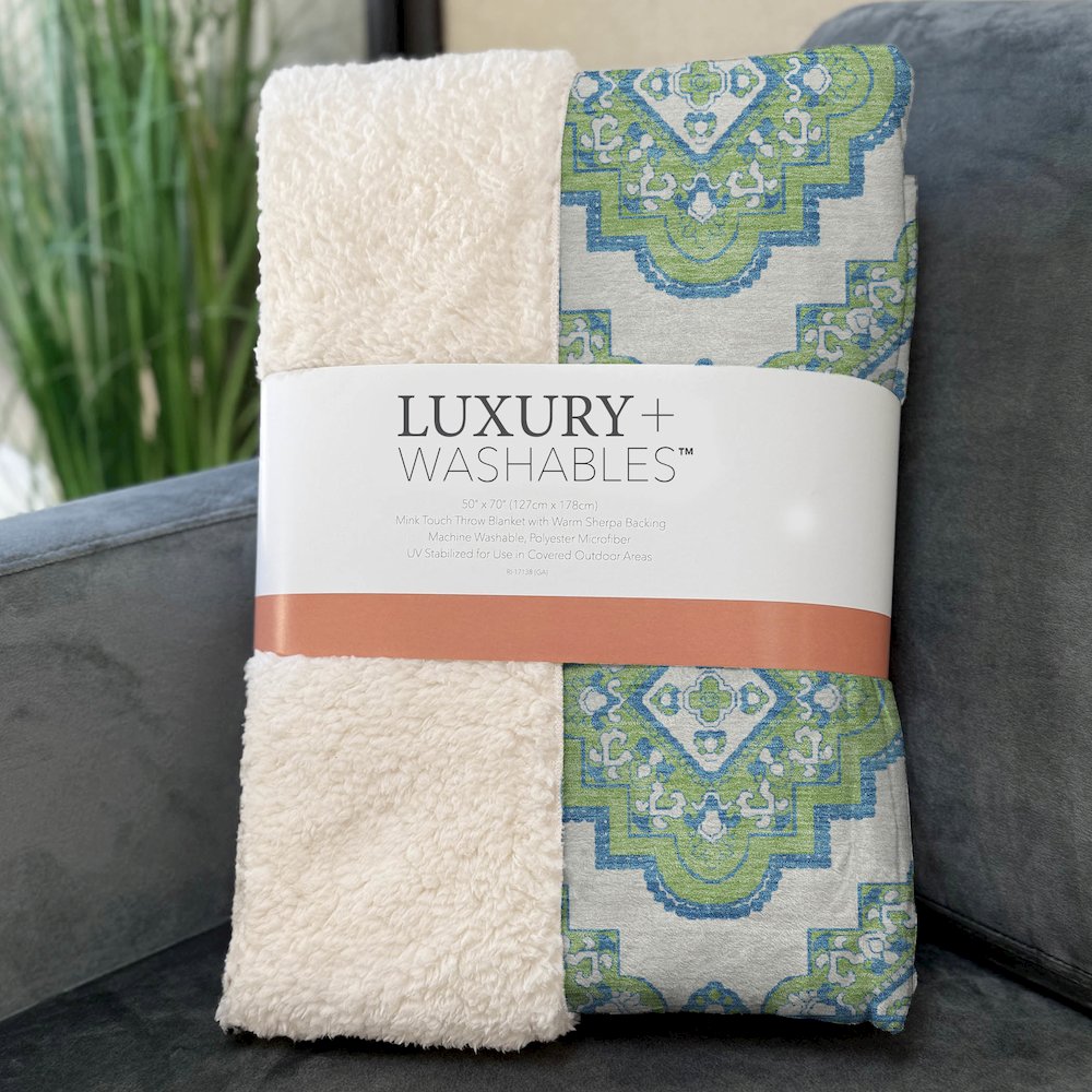 Premium Machine Washable ASB878 Lime 50" x 70" Sherpa Throw Blanket. Picture 3