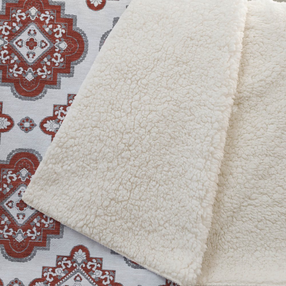 Premium Machine Washable ASB878 Red 50" x 70" Sherpa Throw Blanket. Picture 2