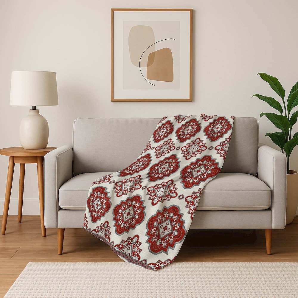 Premium Machine Washable ASB878 Red 50" x 70" Sherpa Throw Blanket. Picture 5