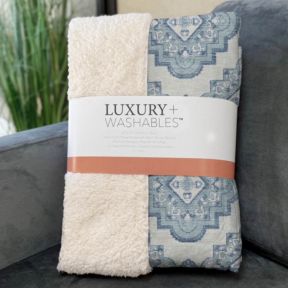 Premium Machine Washable ASB878 Teal 50" x 70" Sherpa Throw Blanket. Picture 3