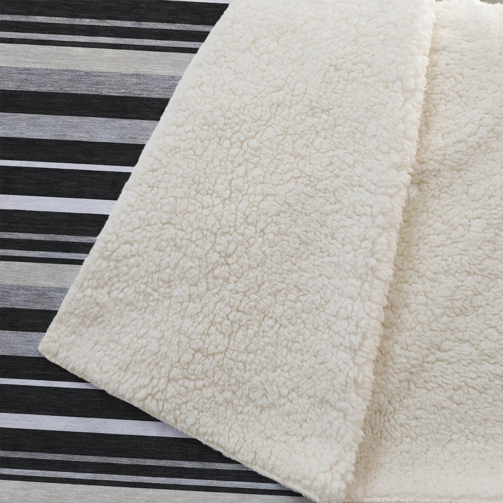 Premium Machine Washable ASB879 Black 50" x 70" Sherpa Throw Blanket. Picture 2