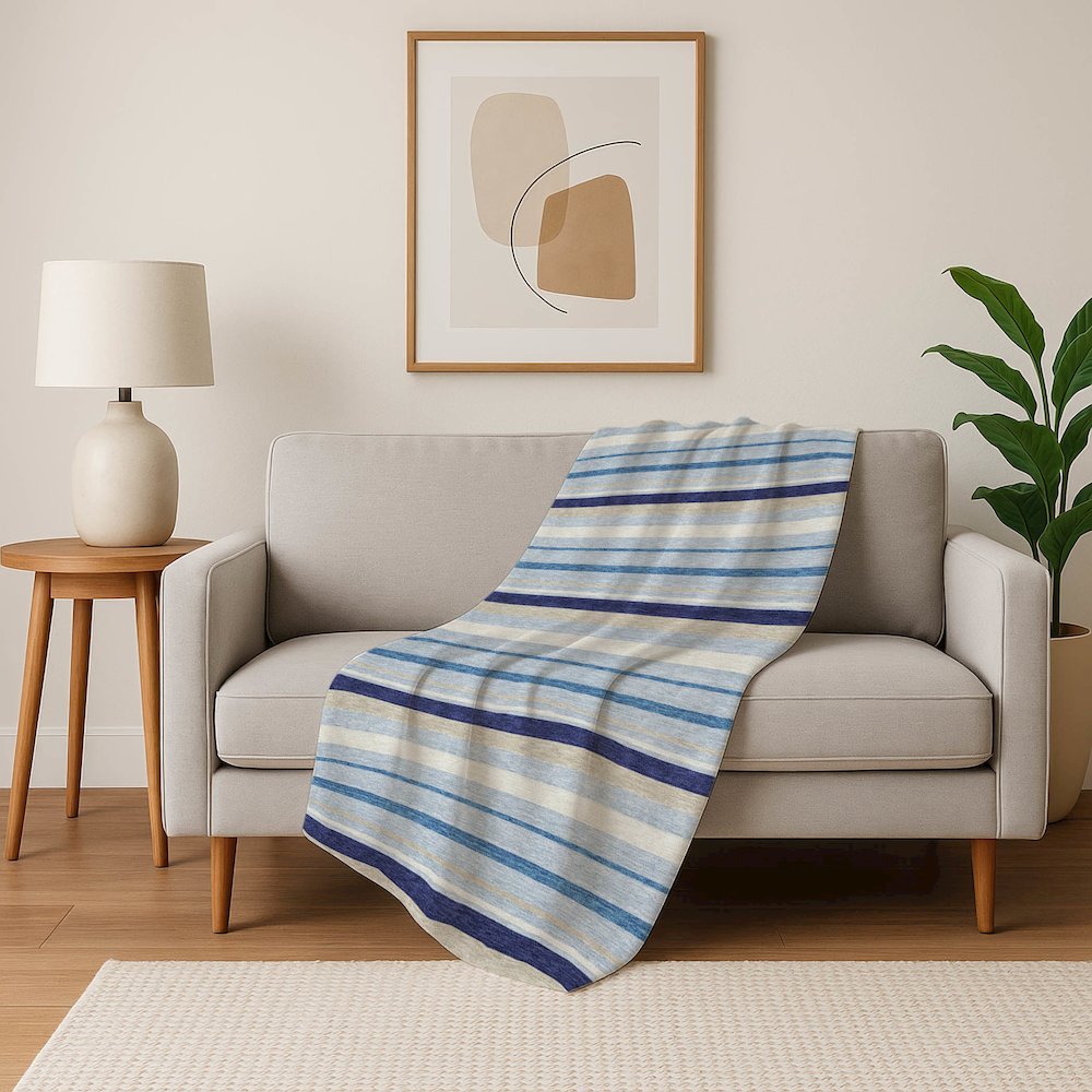 Premium Machine Washable ASB879 Blue 50" x 70" Sherpa Throw Blanket. Picture 5