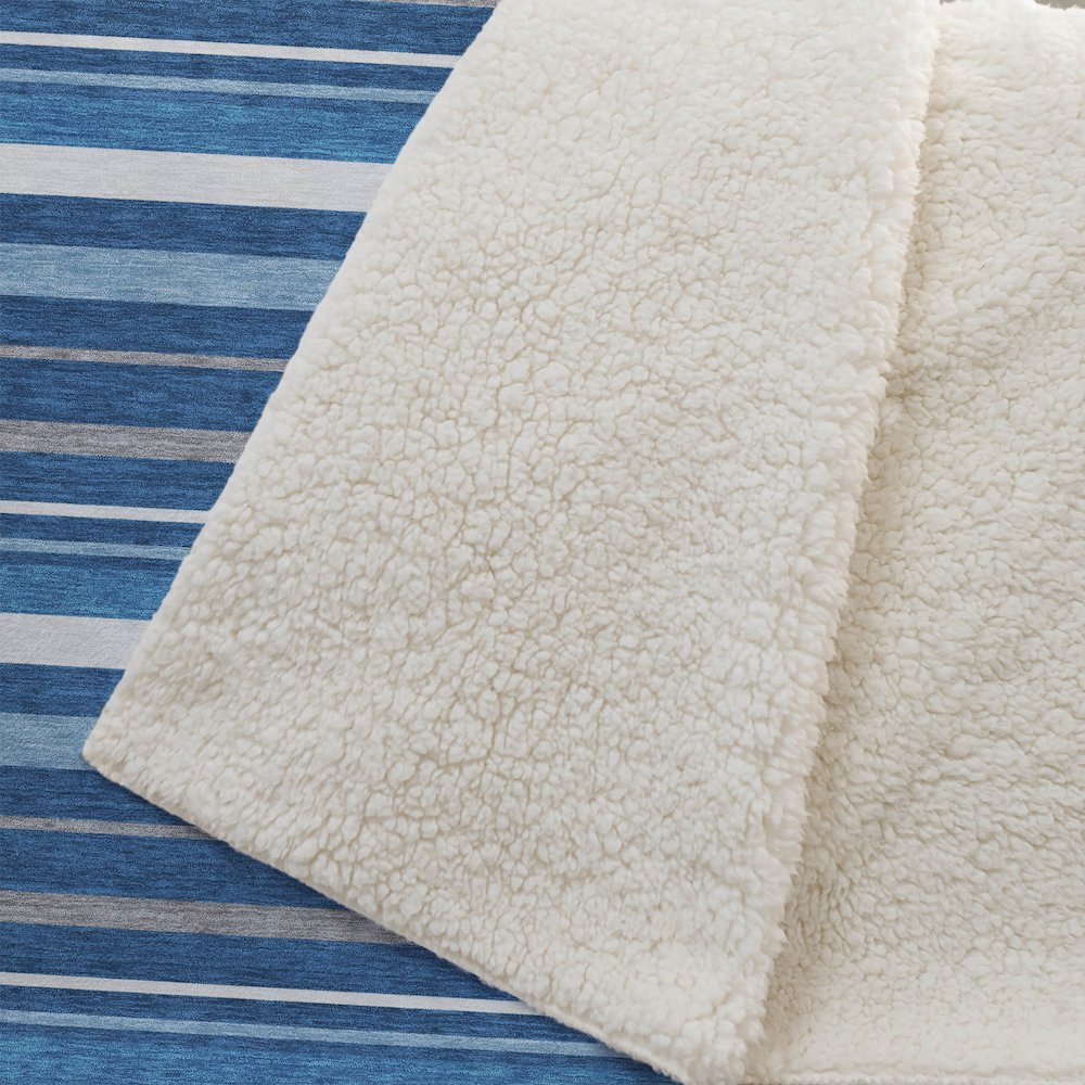 Premium Machine Washable ASB879 Denim 50" x 70" Sherpa Throw Blanket. Picture 2