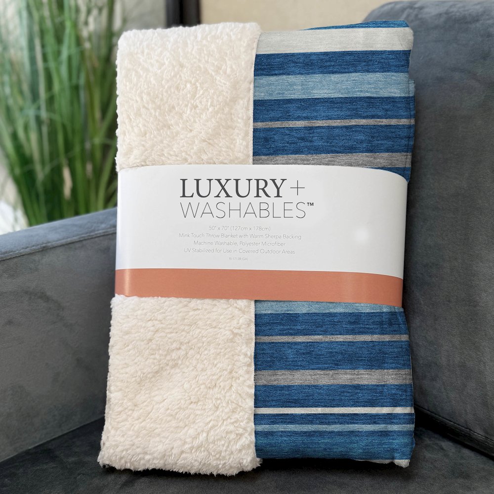 Premium Machine Washable ASB879 Denim 50" x 70" Sherpa Throw Blanket. Picture 3